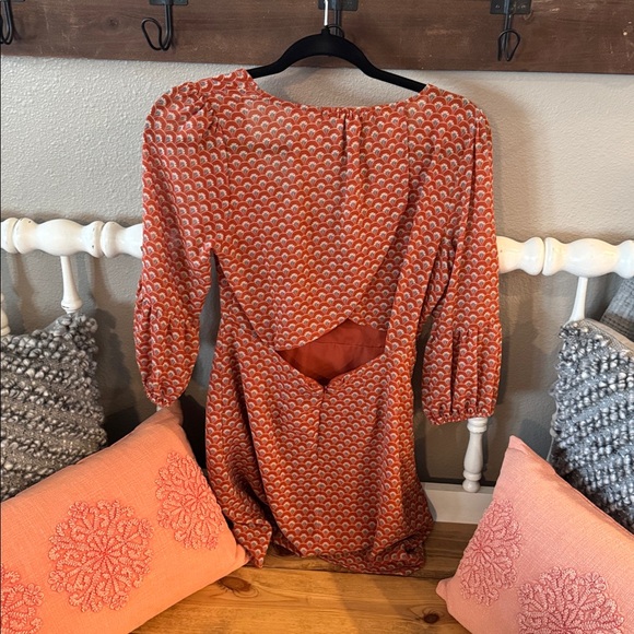 one clothing Orange Patterned Midi Dress - Picture 2 of 4